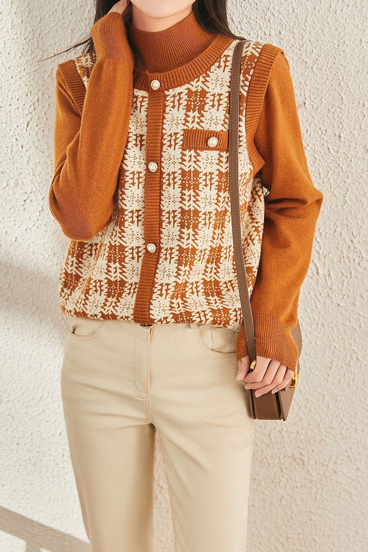 Early autumn elegant fake two-piece pullover sweater - liwisi