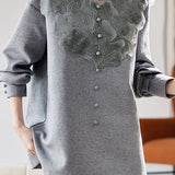 Early autumn stylish casual lace paneled sweatshirt - liwisi