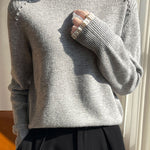 Early autumn lace trim turtleneck base sweater - liwisi