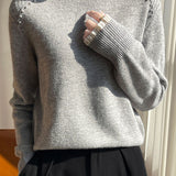 Early autumn lace trim turtleneck base sweater - liwisi