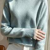 Early autumn lace trim turtleneck base sweater - liwisi