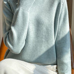 Early autumn lace trim turtleneck base sweater - liwisi