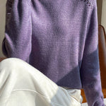 Early autumn lace trim turtleneck base sweater - liwisi