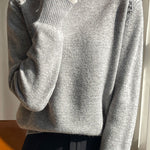 Early autumn lace trim turtleneck base sweater - liwisi