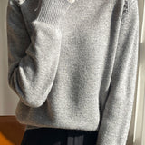 Early autumn lace trim turtleneck base sweater - liwisi