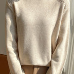 Early autumn lace trim turtleneck base sweater - liwisi