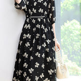 Early autumn trendy bow-printed dress