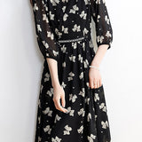 Early autumn trendy bow-printed dress