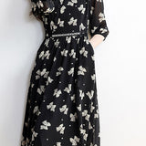Early autumn trendy bow-printed dress
