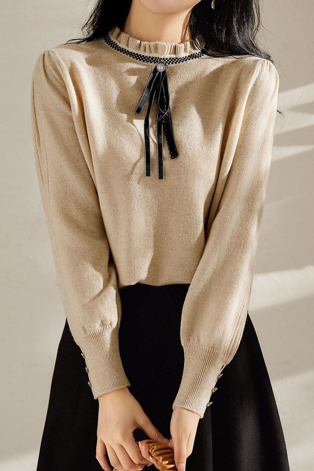 Early autumn exquisite and elegant long-sleeve pullover knitwear - liwisi