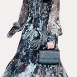 Elegant Retro Floral Dress - liwisi