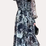 Elegant Retro Floral Dress - liwisi