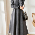 Elegant Early Autumn Retro Color-block Dress - liwisi