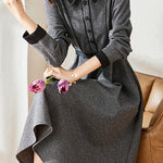 Elegant Early Autumn Retro Color-block Dress - liwisi