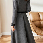 Elegant Early Autumn Retro Color-block Dress - liwisi