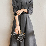 Elegant Early Autumn Retro Color-block Dress - liwisi
