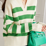 Stylish Simple V-neck Striped Sweater - liwisi