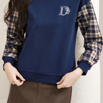 Early Autumn Stylish Checkered Paneled Sweatshirt - liwisi