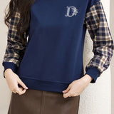 Early Autumn Stylish Checkered Paneled Sweatshirt - liwisi