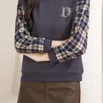Early Autumn Stylish Checkered Paneled Sweatshirt - liwisi