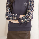 Early Autumn Stylish Checkered Paneled Sweatshirt - liwisi
