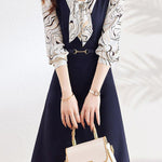 Early Autumn Stylish Fake Two-Piece Design Dress - liwisi