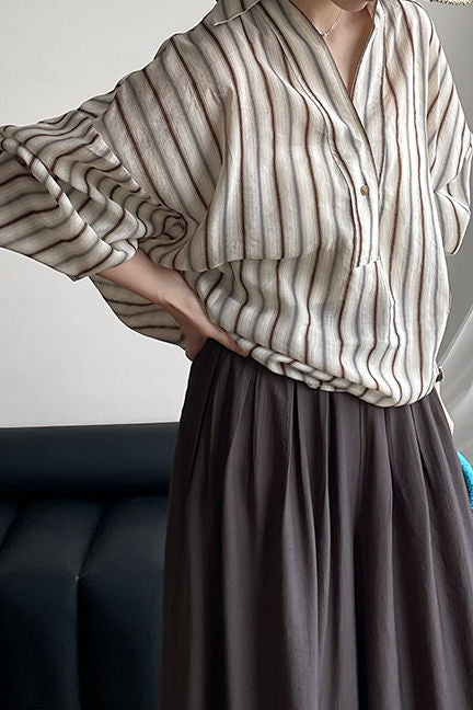 Casual Striped Lightweight Linen Sun-Protective Shirt - liwisi
