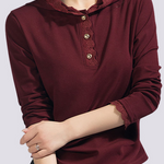 Casual Lace Long-Sleeve Edge Hooded T-Shirt - liwisi