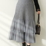 Fashionable Versatile Knit Paneled Skirt - liwisi