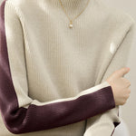 Early Autumn Color-Block Long-Sleeve Knit Top - liwisi