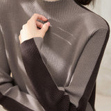 Early Autumn Color-Block Long-Sleeve Knit Top - liwisi