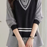 Early Autumn Casual Fake Two-Piece Spliced Shirt - liwisi