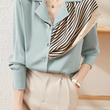 Early Autumn Elegant Office Suit Collar Long-Sleeve Shirt