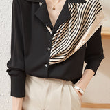 Early Autumn Elegant Office Suit Collar Long-Sleeve Shirt