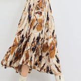 Early Autumn Versatile Pleated Floral Skirt - liwisi