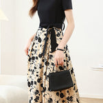 Elegant Spliced Printed Dress - liwisi