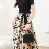 Elegant Spliced Printed Dress - liwisi