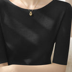 Early Autumn Stylish Five-Quarter Sleeve Knit Top - liwisi