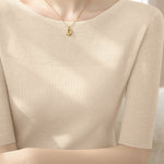 Early Autumn Stylish Five-Quarter Sleeve Knit Top - liwisi