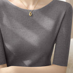 Early Autumn Stylish Five-Quarter Sleeve Knit Top - liwisi