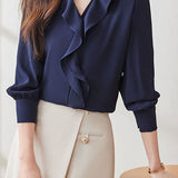 Early Autumn Stylish Office Ruffled Shirt - liwisi