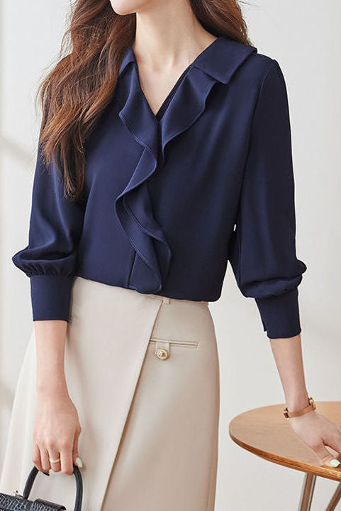 Early Autumn Stylish Office Ruffled Shirt - liwisi