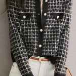 Early Autumn Plaid Textured Knit Cardigan - liwisi