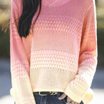 Early Autumn Casual Color-Block Gradient Crew Neck Pullover Sweater - liwisi