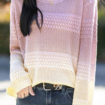 Early Autumn Casual Color-Block Gradient Crew Neck Pullover Sweater - liwisi