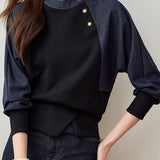 Stylish Casual Spliced Crew Neck Hoodie - liwisi