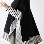 Irregular Stripe Split Loose Knit Sweater - liwisi