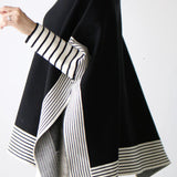 Irregular Stripe Split Loose Knit Sweater - liwisi