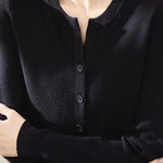 Solid Color Versatile Round Neck Knit Cardigan - liwisi