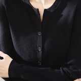 Solid Color Versatile Round Neck Knit Cardigan - liwisi